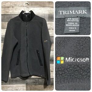Trimark Teddy Fleece Microsoft Jacket Men’s S Gray Full Zip Pockets